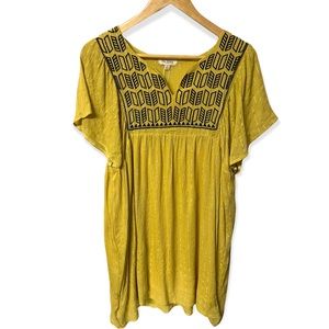 Valzera Charlie boho embroidered baby doll w/metallic stripe